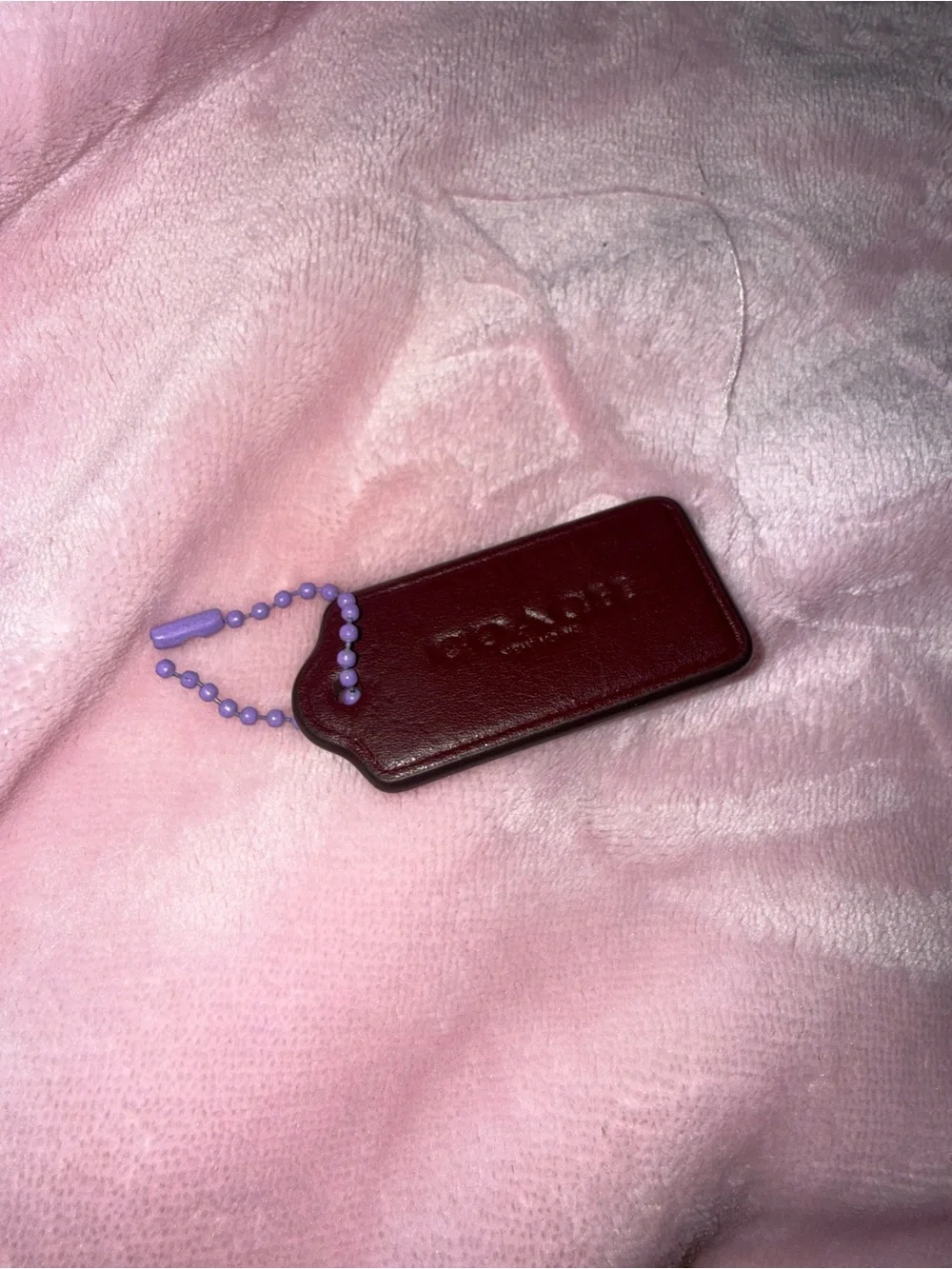 Coach Leather Bag Charm in maroon